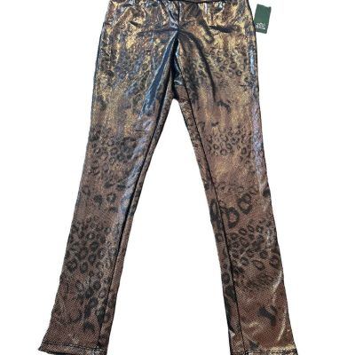 Leggings Metallic Gold Animal Print M High Waisted Wild Fable Wide Waistband New